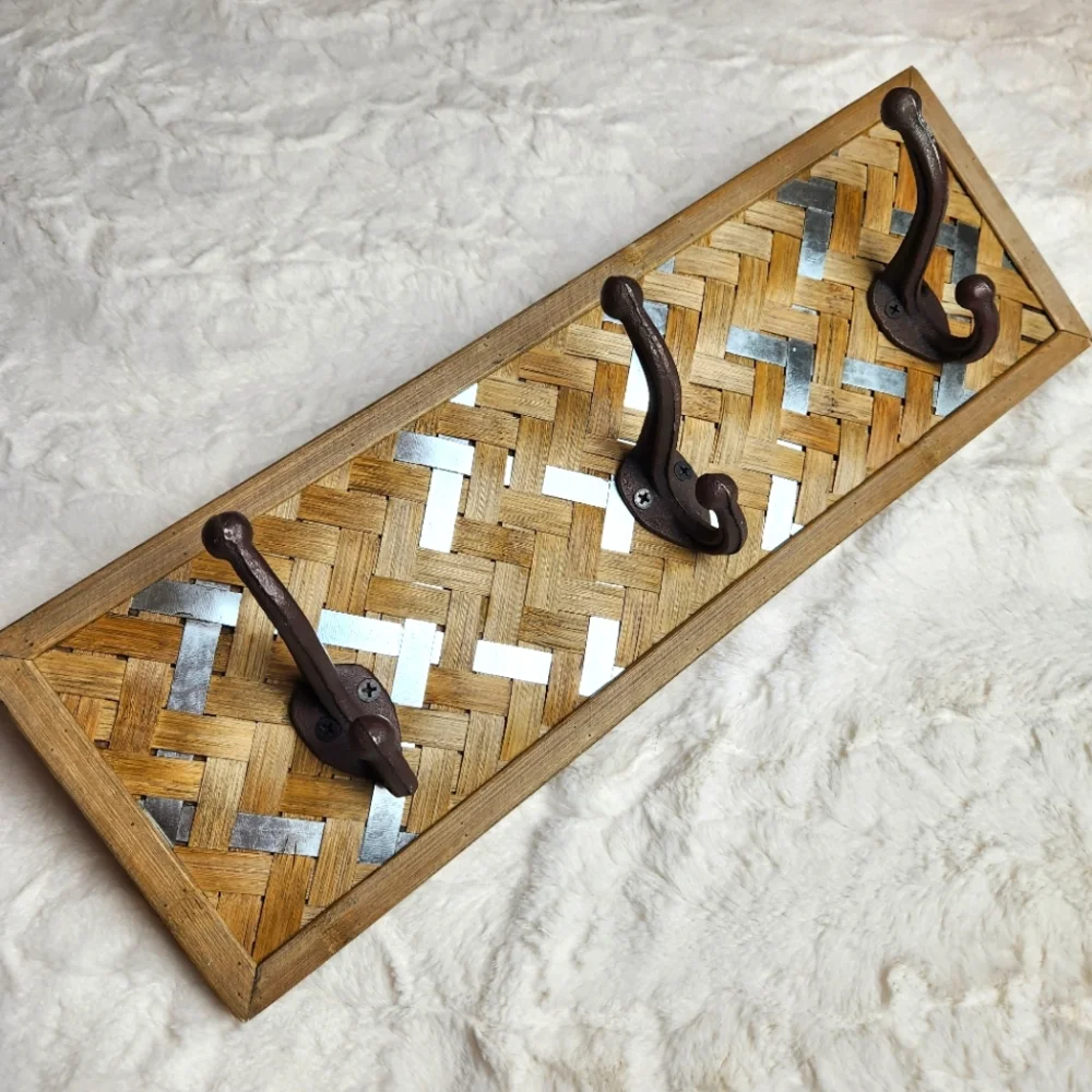 Wooden Woven Farmhouse Coat Rack